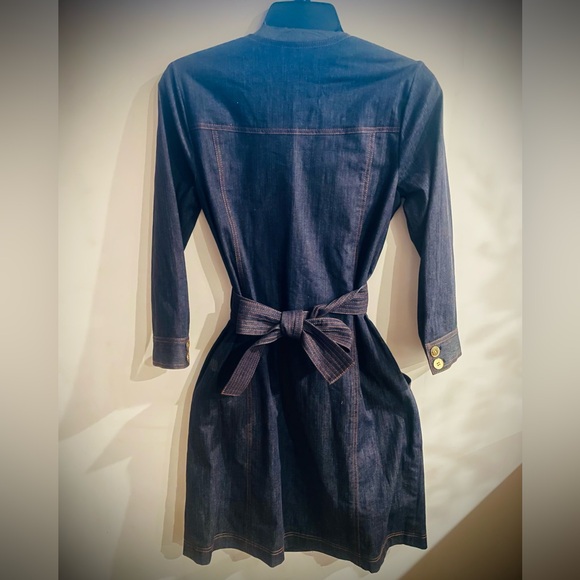 NWOT Designer denim trench dress with gold buttons - Picture 2 of 4